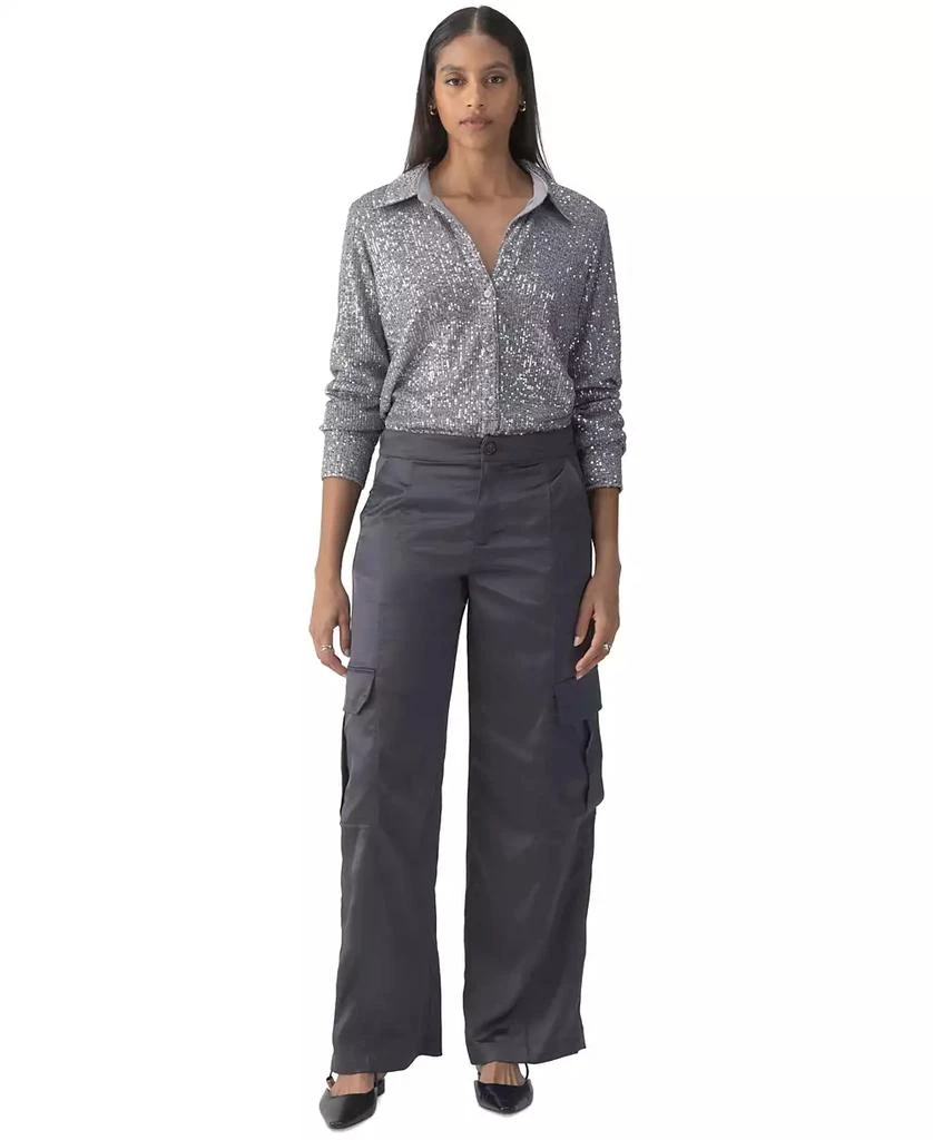 Sanctuary Women's Radiant Long-Sleeve Sequin Shirt 1