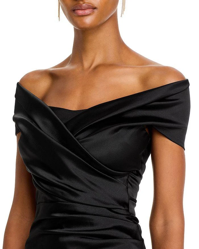 Teri Jon Satin Stretch Off The Shoulder Gown 2