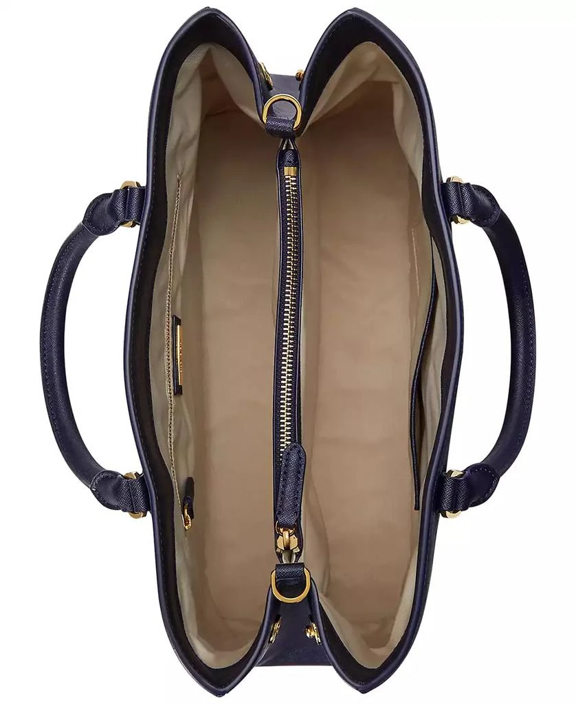 Ralph Lauren Crosshatch Leather Large Hanna Satchel 5