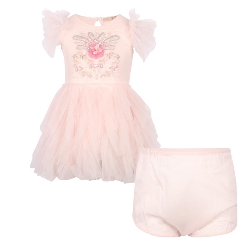 Tutu Du Monde Sequin floral embellishment tutu dress with bloomers in porcelain pink