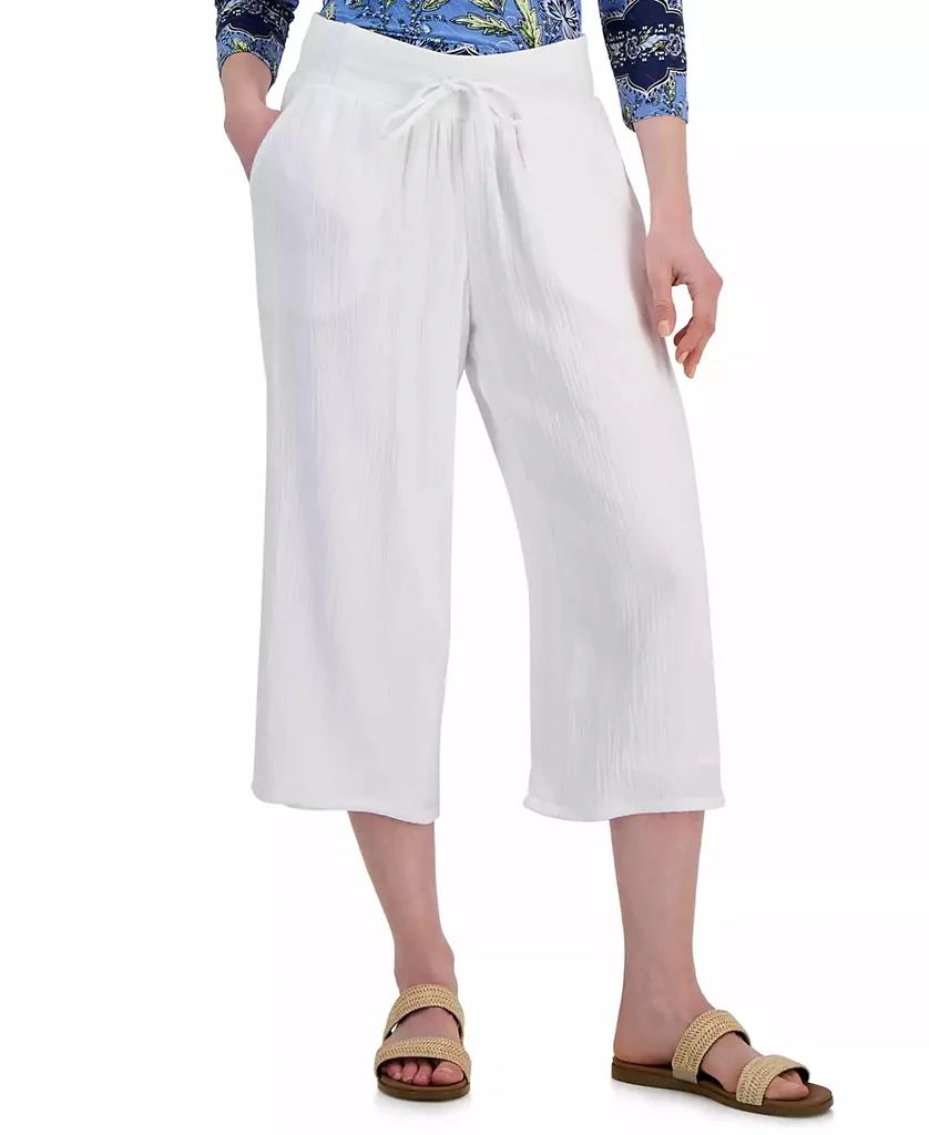 JM Collection Women's Gauze Cropped Pull-On Pants, Created for Macy's 1