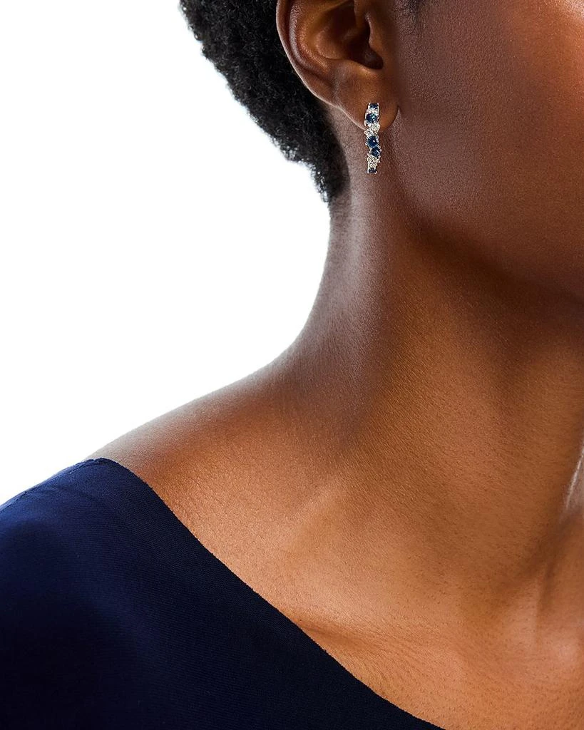 Bloomingdale
s Fine Collection Bloomingdale
s Fine Jewelry Blue Sapphire 
Diamond Huggie Hoop Earrings in 14K White Gold 2