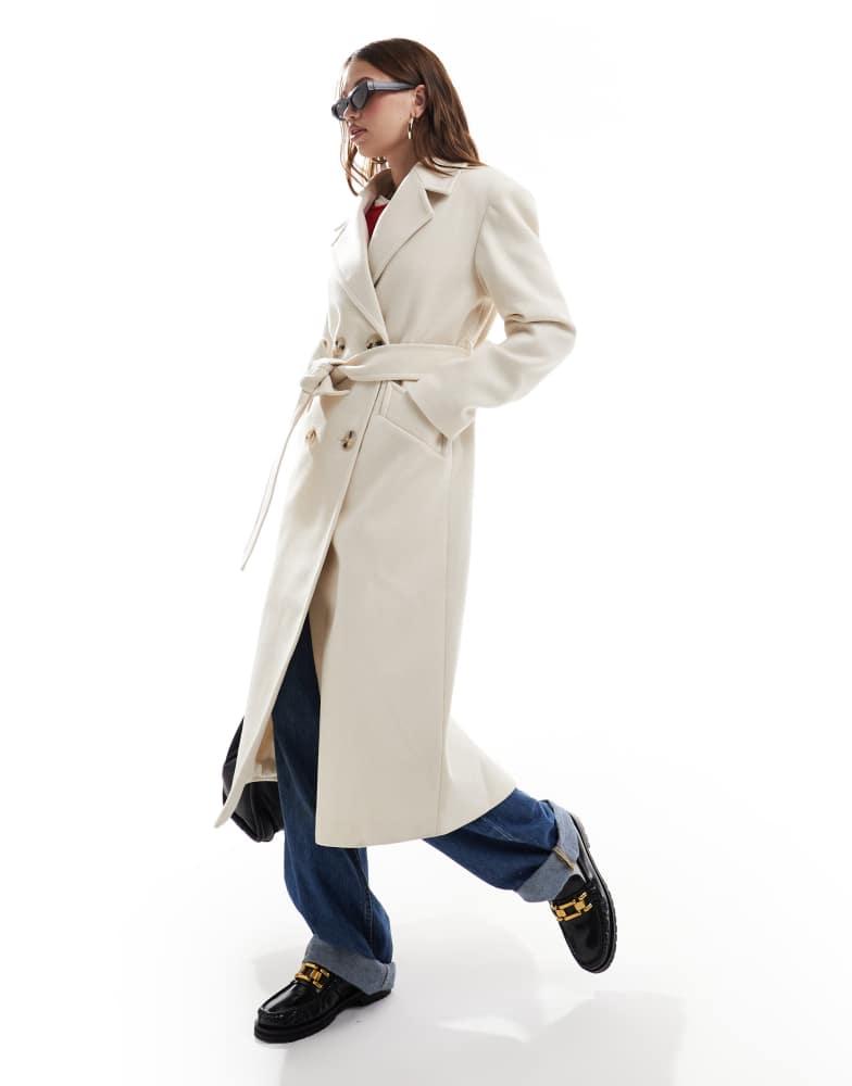 Miss Selfridge Miss Selfridge belted wrap formal coat in cream