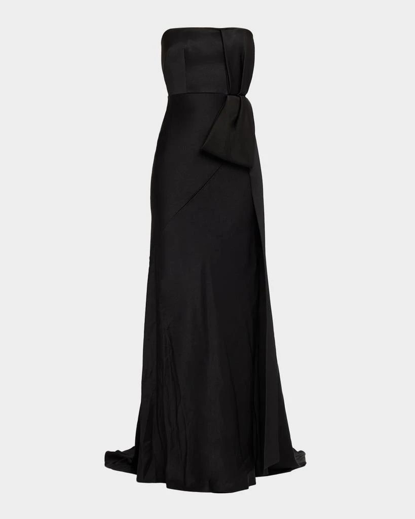 Alex Perry Strapless Gown With Bow In Satin Crepe