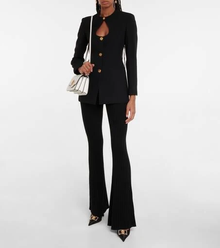 Versace Ribbed-knit wool-blend flared pants 2