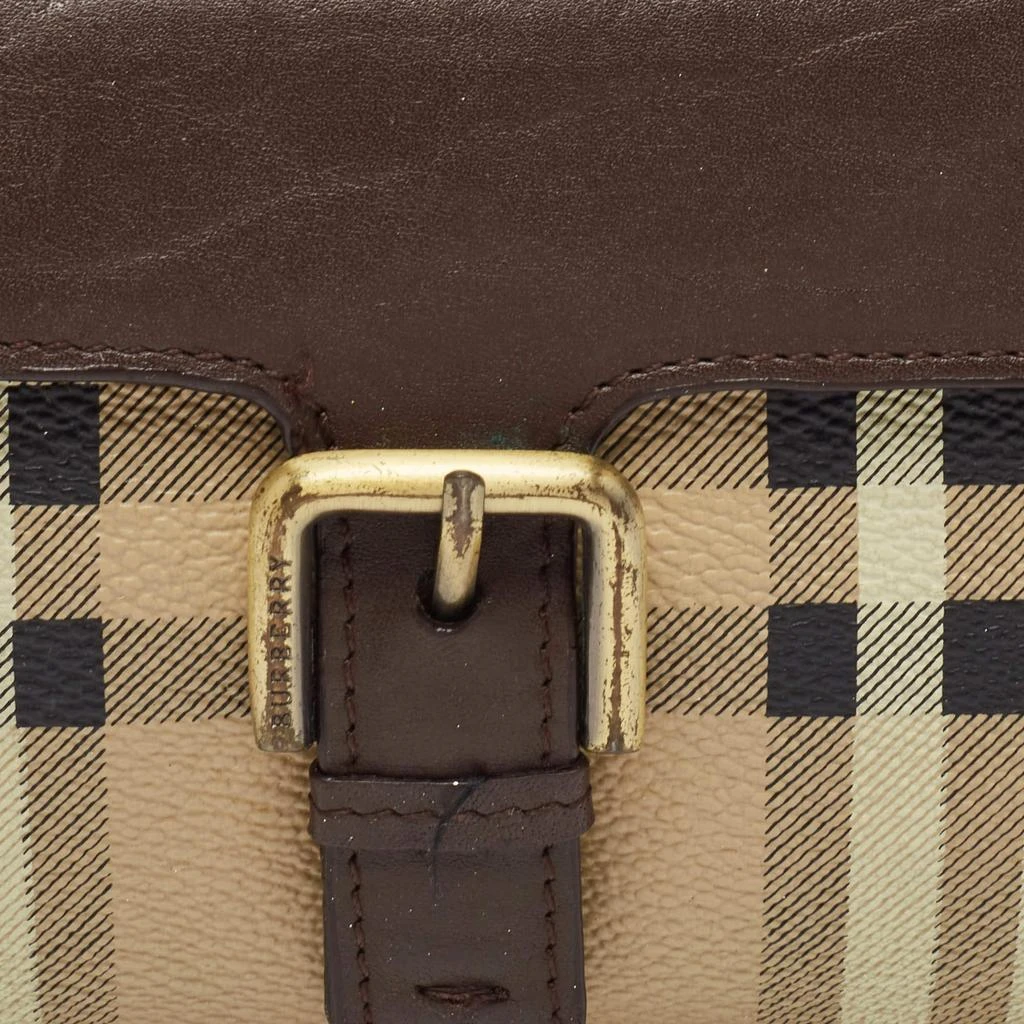 Burberry Burberry Brown/Beige Haymarket PVC and Leather Buckle Flap Continental Wallet 7