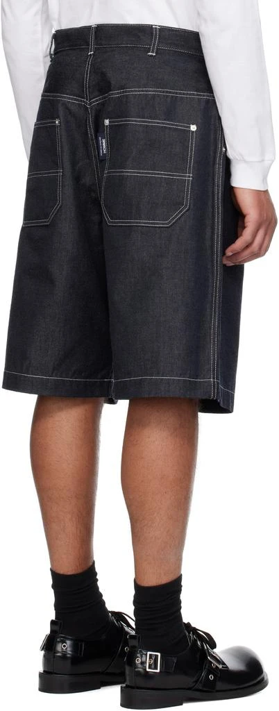 Comme des Garcons Navy Cotton Nylon Denim Shorts 3