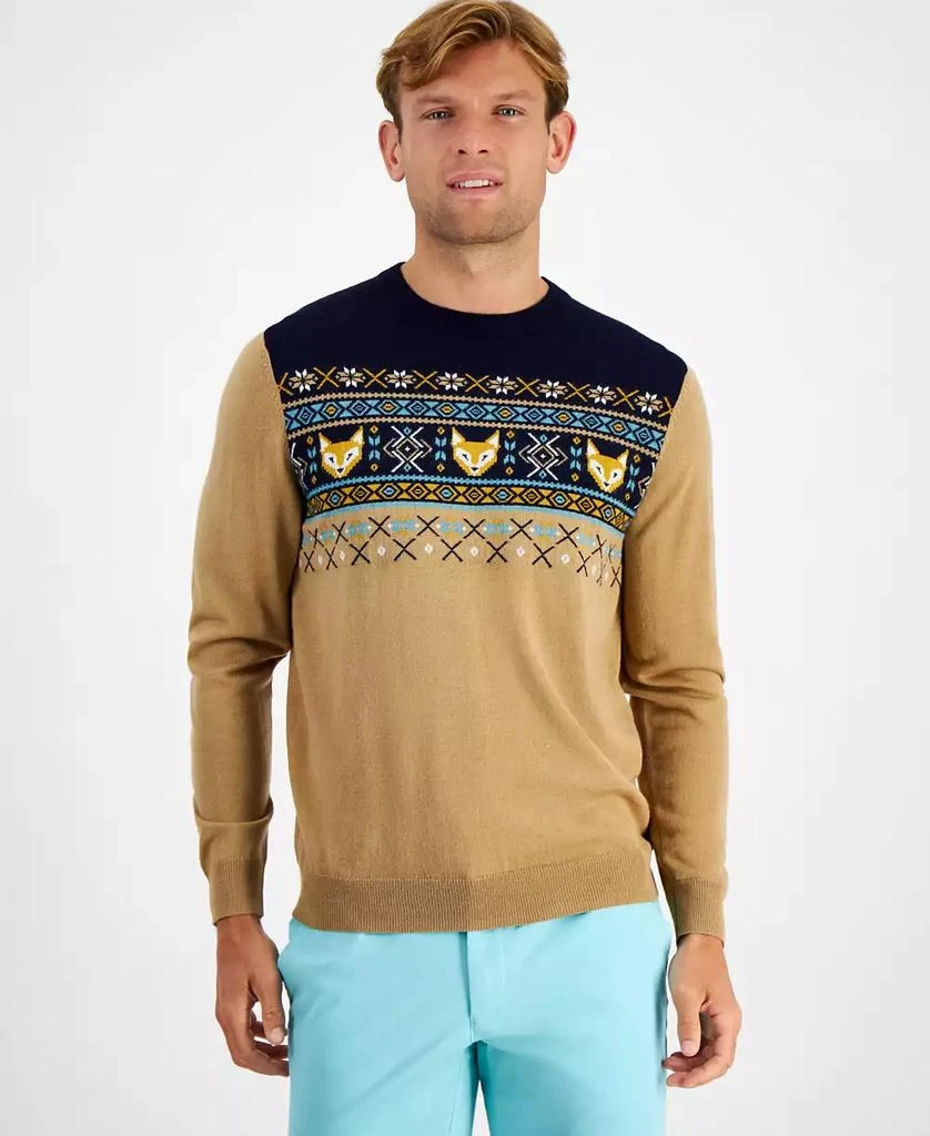 Club Room Men's Fox-Pattern Merino Crewneck Sweater, Created for Macy's 1