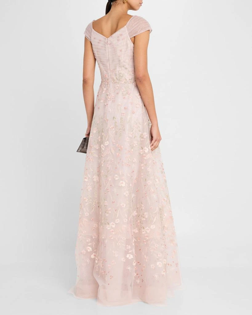 Teri Jon Floral-Embroidered Tulle Gown 3
