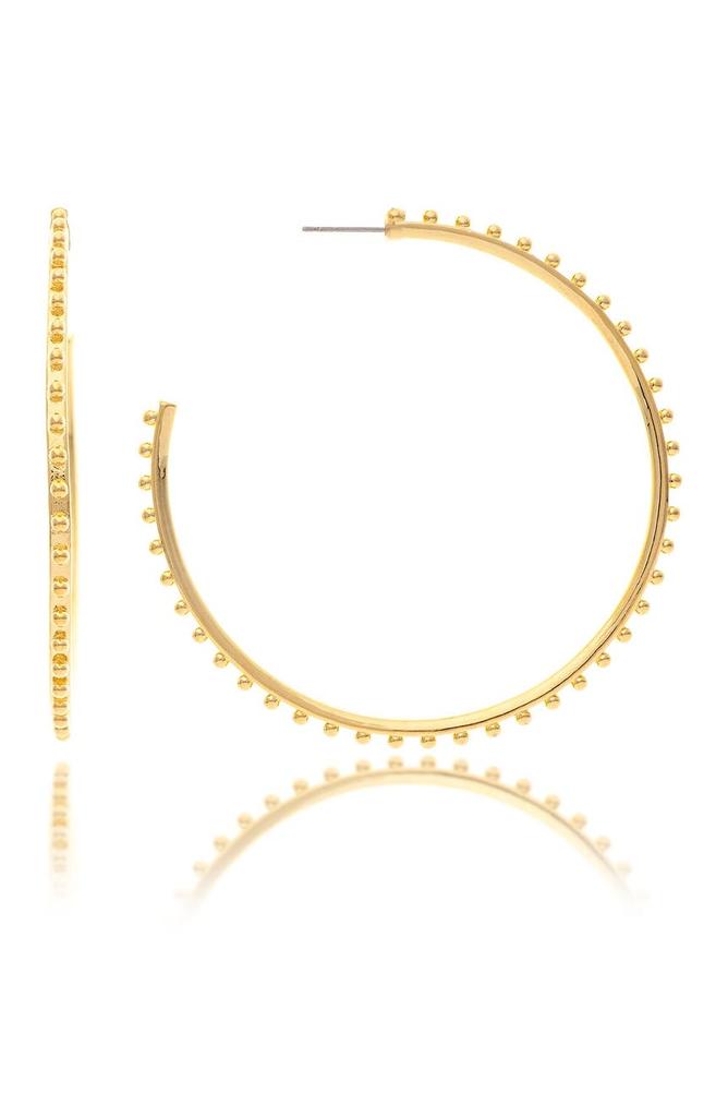 Rivka Friedman 18K Gold Clad Beaded 3/4 Hoop Earrings