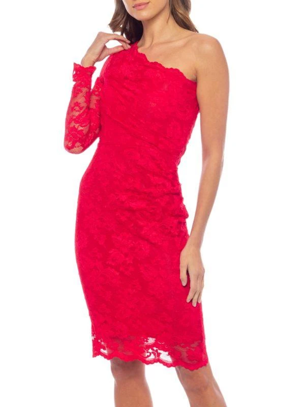 MARINA One Shoulder Bodycon Lace Mini Dress 1