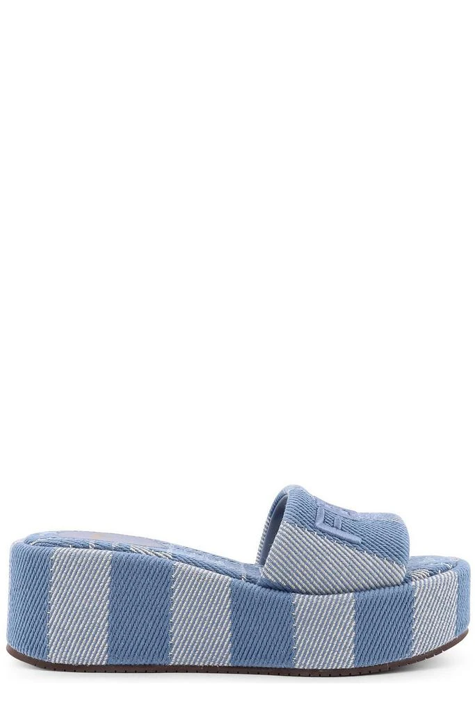 Fendi Fendi Sunshine Denim-Effect Jacquard Platform Slides 1