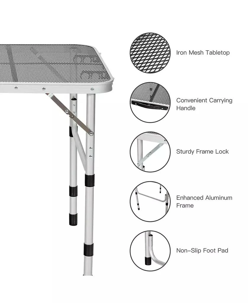 Gymax Folding Grill Table for Camping Lightweight Aluminum Metal Grill Stand Table 9