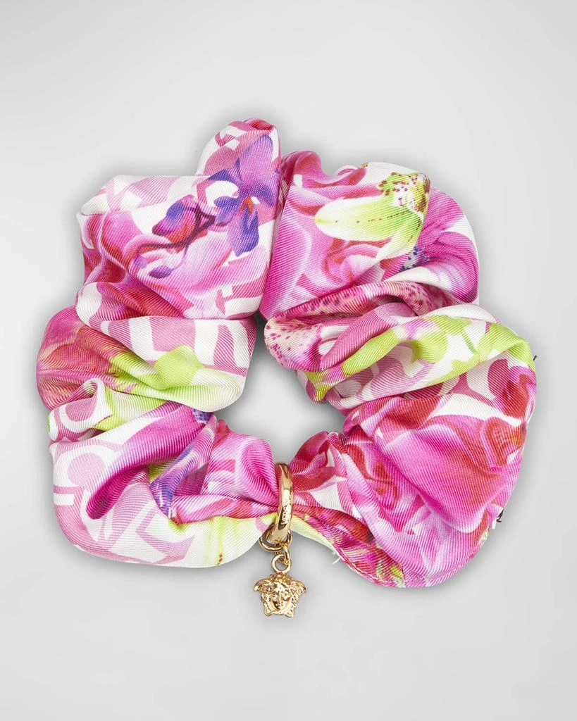 Versace Medusa Orchid Silk Twill Scrunchie 1