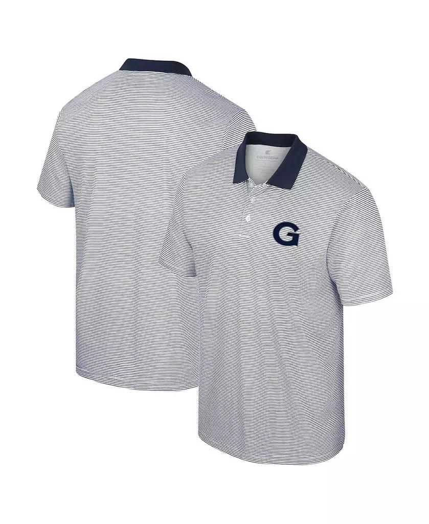 Colosseum Men's White Georgetown Hoyas Print Stripe Polo Shirt