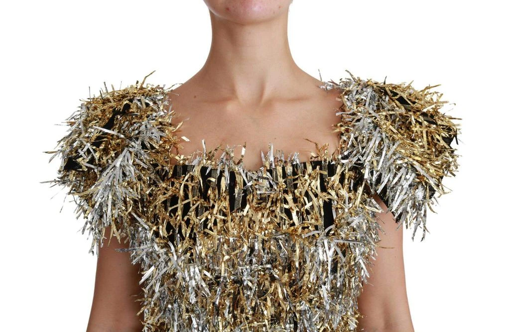 Dolce & Gabbana Dolce & Gabbana  Silver Gold Sheath Mini Shift Gown Dress 5
