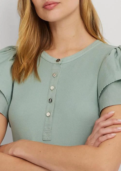 Ralph Lauren Ralph Lauren Stretch Cotton Flutter Sleeve Henley Top 3