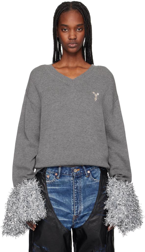 トップス Doublet - CHEERLEADING POMPON CARDIGAN Gray Cheerleading Pompon Sweater – On Sale Now with Up to 10% Off