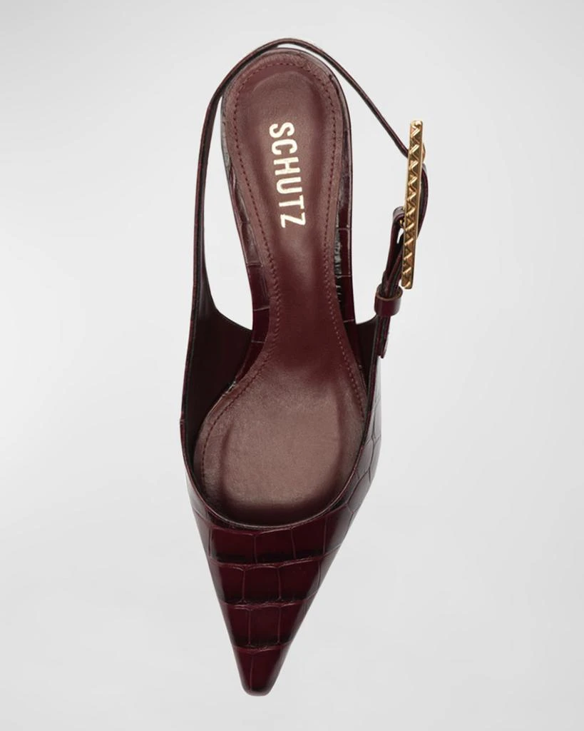 Schutz Ciara Croco Slingback Pumps 5