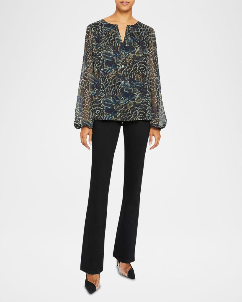 Santorelli Dione Floral-Print Crepe Georgette Blouse