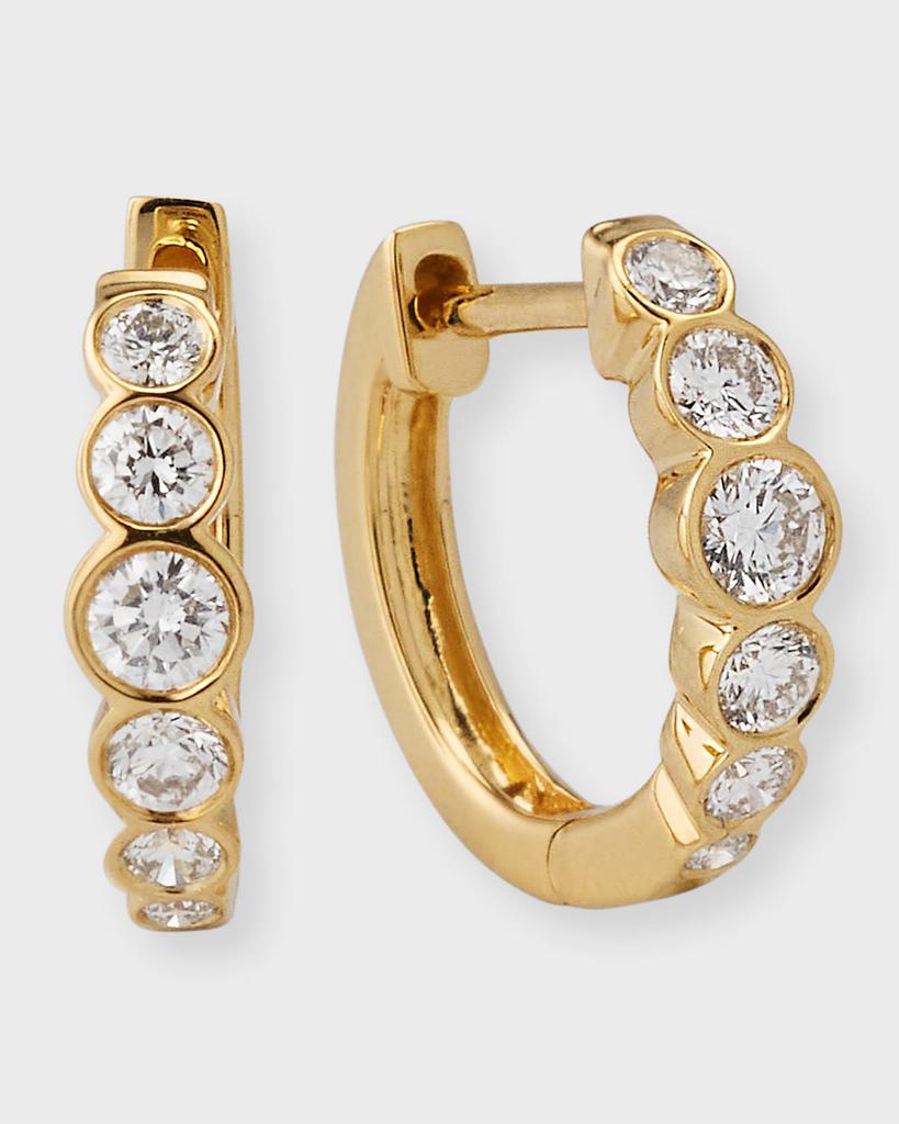 Anita Ko 18K Yellow Gold Bezeled Round Diamond Beverly Huggie Earrings