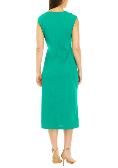 Anne Klein Klein Womens Asymmetrical Neck Ruched Midi Dress 2
