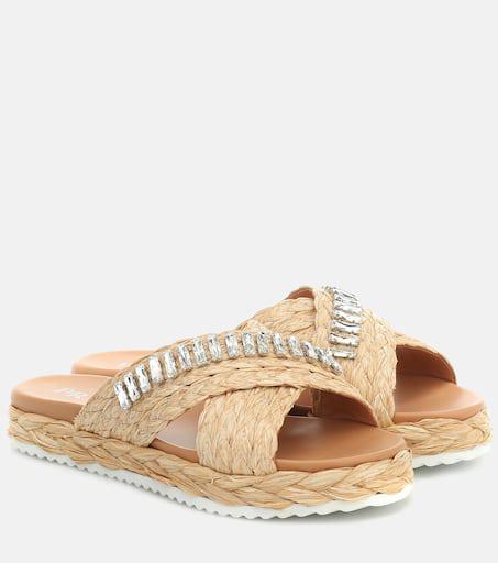 Prada Embellished straw sandals - Sandals - Free Shipping - BeyondStyle
