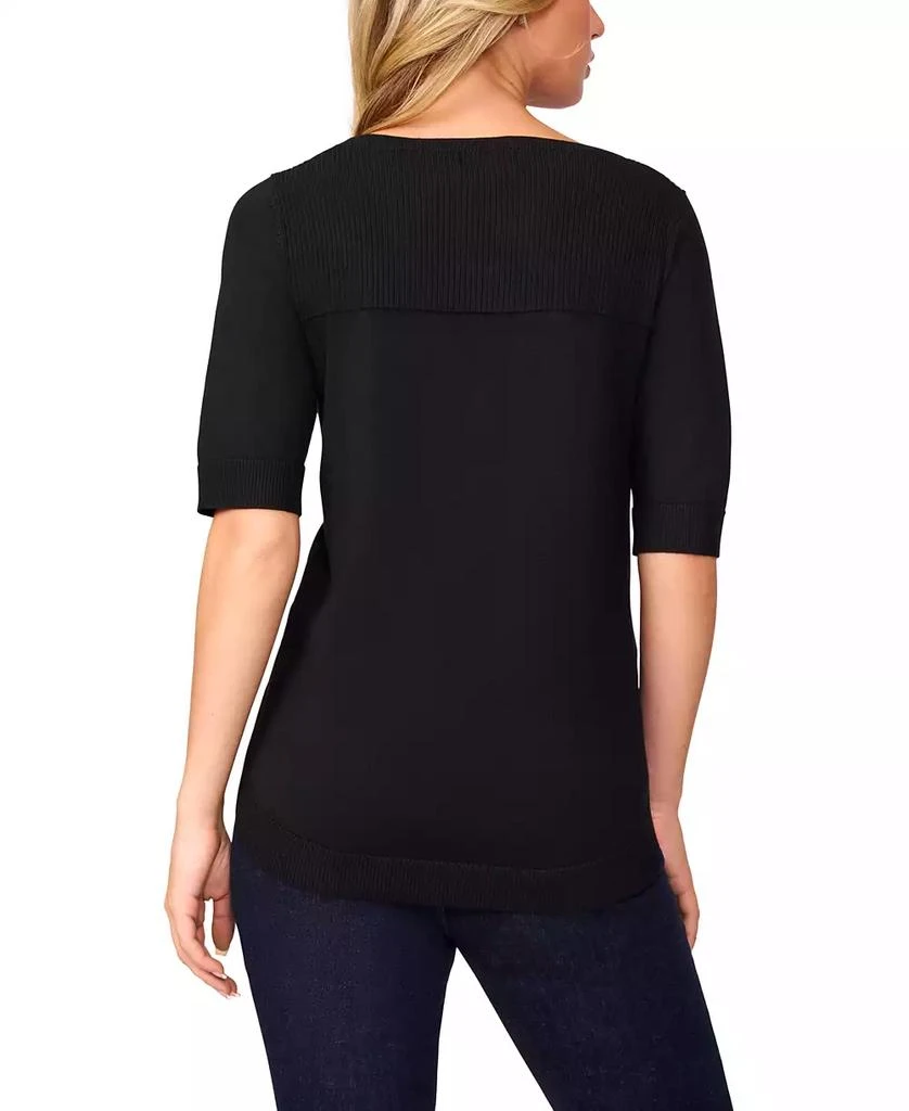 Melissa Paige Women's Ribbed-Yoke Elbow-Sleeve Sweater 2