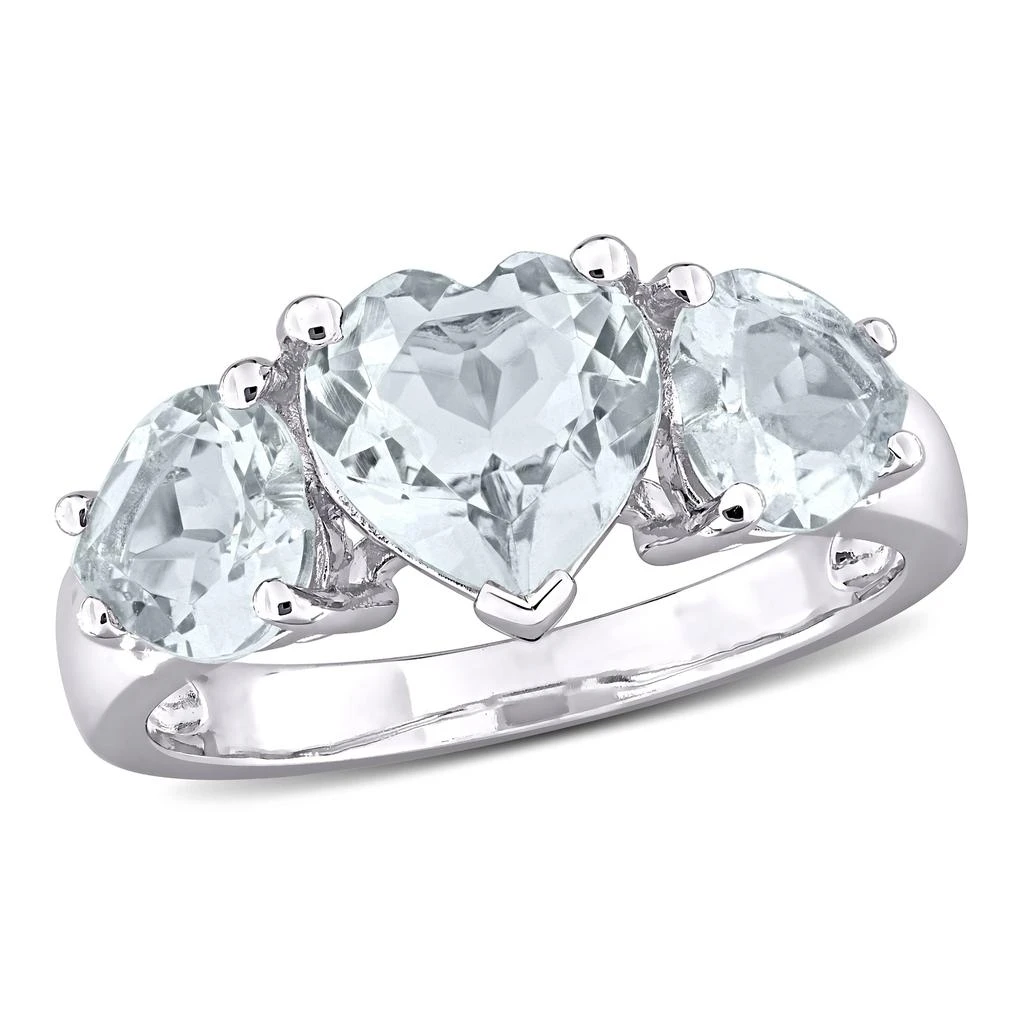 Mimi 
Max 2 4/5 CT TGW Aquamarine 3-Stone Heart Ring in Sterling Silver