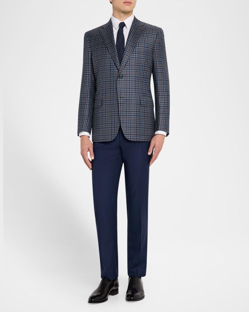 Brioni Men's Wool Textured Straight-Fit Formal Pants