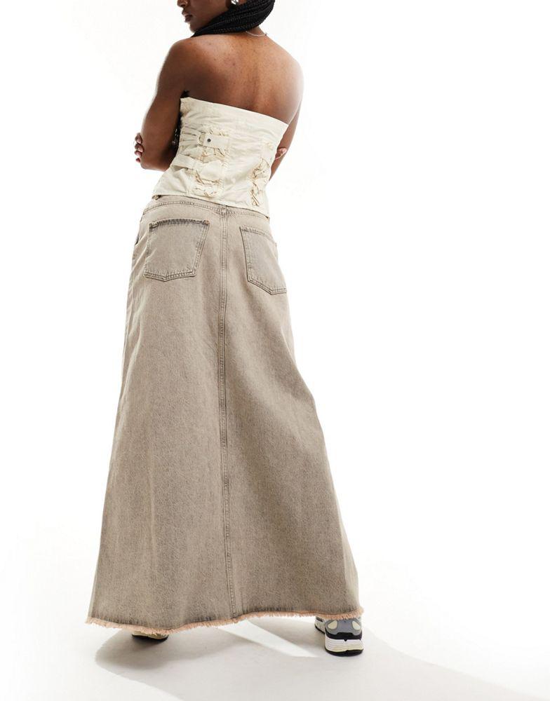 AllSaints AllSaints Noir A-line denim maxi skirt in washed grey
