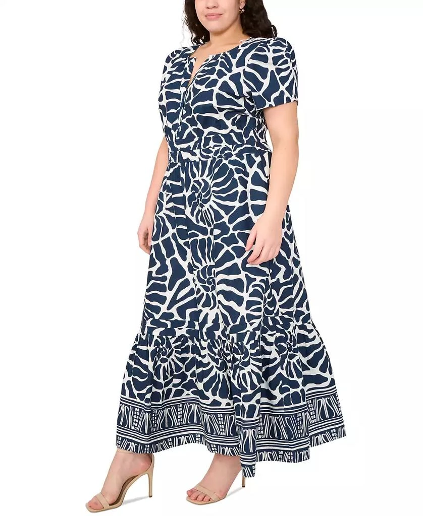 MSK Plus Size Printed Split-Neck Tiered Cotton Maxi Dress 2
