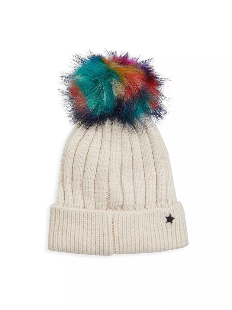 Jocelyn Girl's 2-Piece Pom-Pom Beanie &amp; Fingerless Faux Fur Mittens Set 2