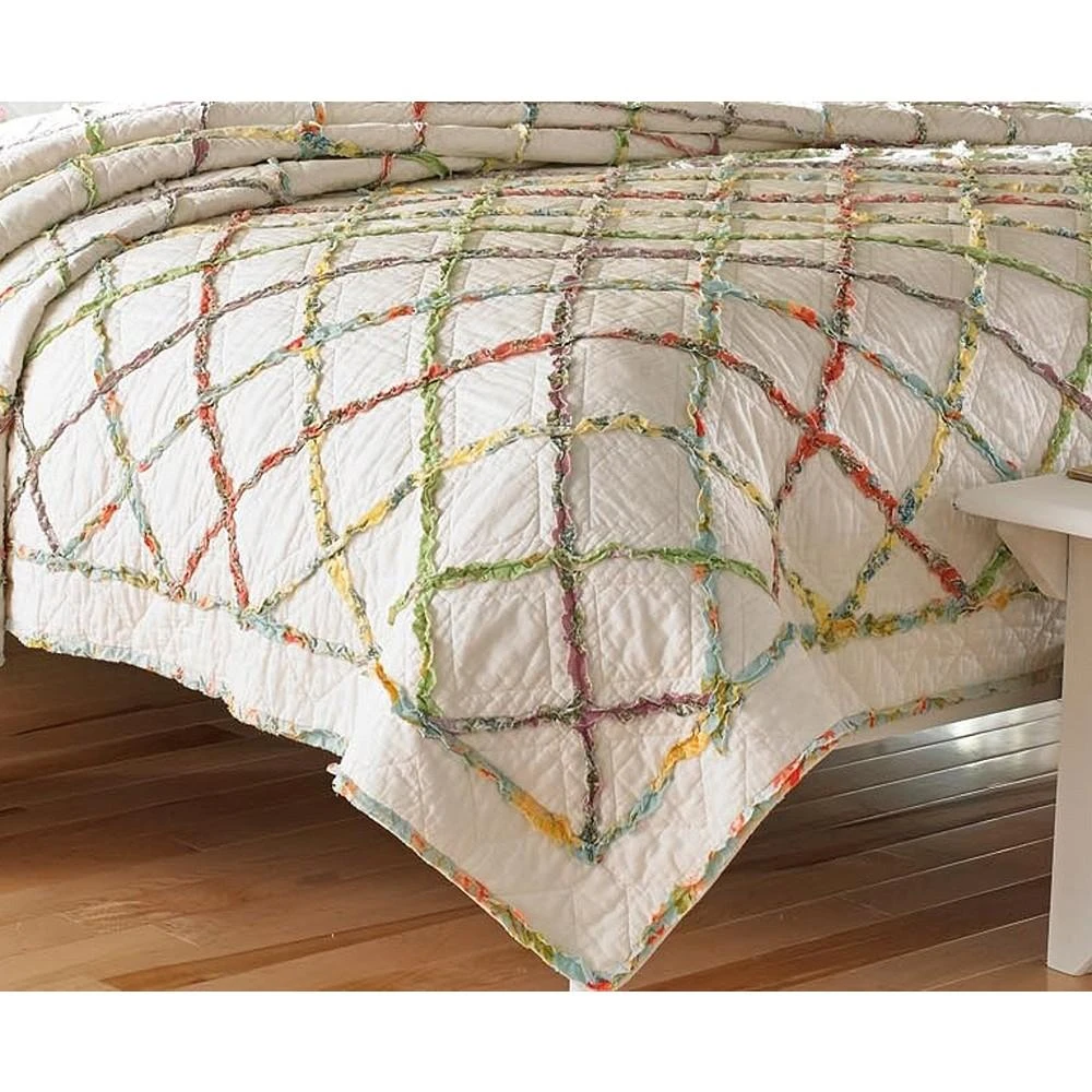 Laura Ashley Ruffle Garden Appliqued Diamond Cotton Quilt 3