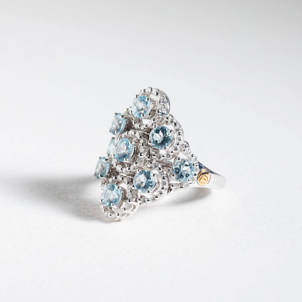 Damiani Damiani 18K White Gold, Aquamarine and Diamond 0.80ct. tw. Statement Ring Sz. 7.25 20030420 3