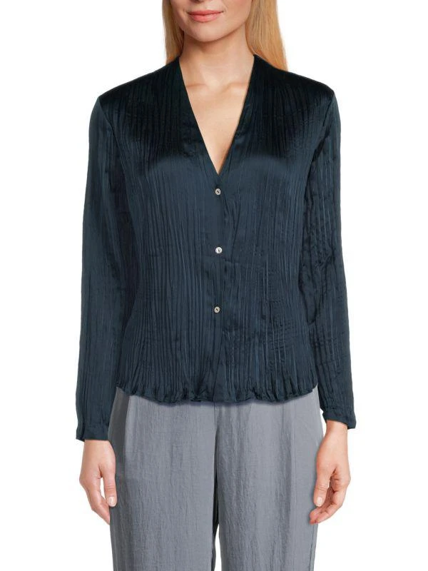 Vince Plissé Button Blouse 1