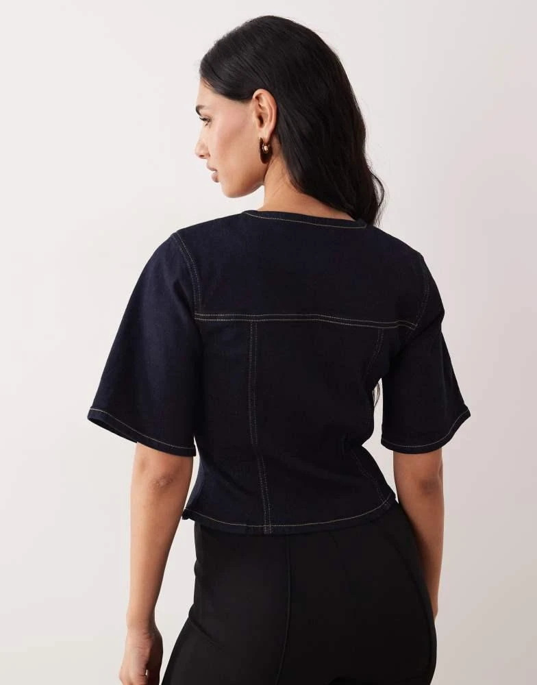 ASOS ASOS DESIGN fitted button through denim top 4