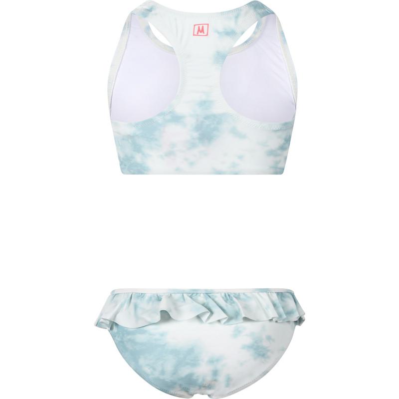 Munster Tie dye ruffled bikini in blue and white