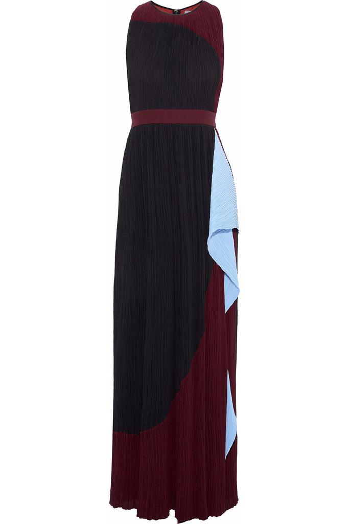 ROKSANDA Draped color-block plissé crepe de chine gown