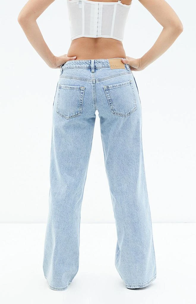 PacSun Casey Light Indigo Rhinestone Low Rise Baggy Jeans 3