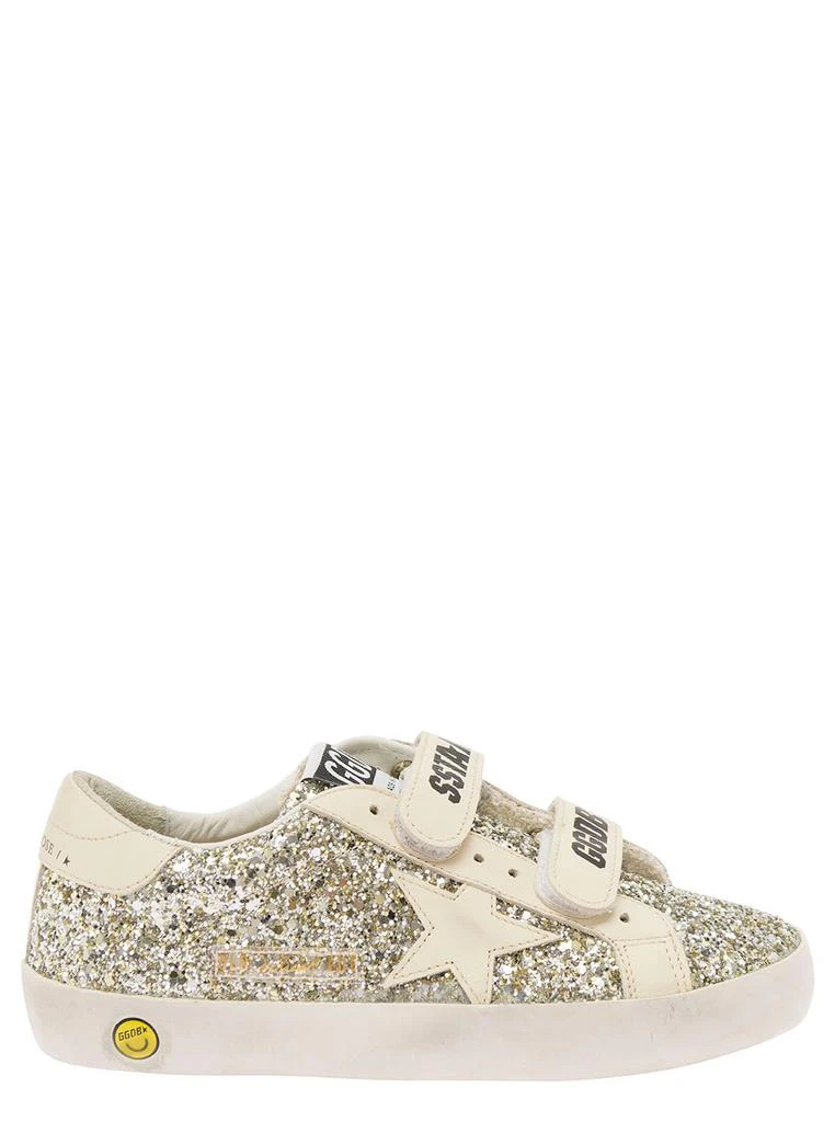 Golden Goose White Low Top Sneakers With All-over Glitters In Tech Fabric Girl 1