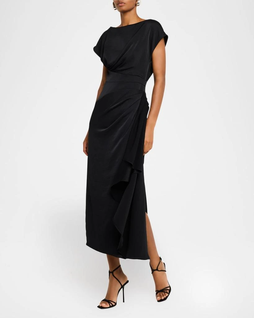 LELA ROSE Florence Draped Short-Sleeve Midi Dress 2