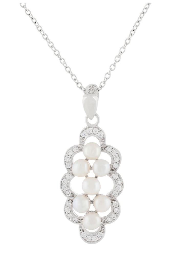 SPLENDID PEARLS Freshwater Pearl & Cubic Zirconia Pendant Necklace