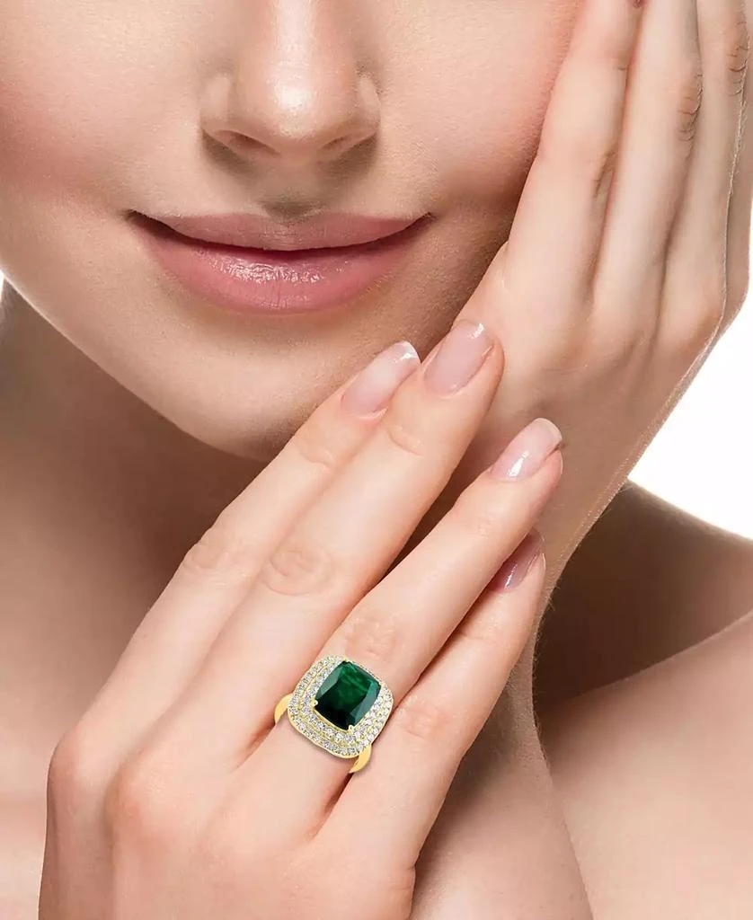 Effy EFFY® Lab Grown Emerald (4-7/8 ct. t.w.) 
Lab Grown Diamond (1-1/10 ct. t.w.) Double Halo Ring in 14k Gold 2