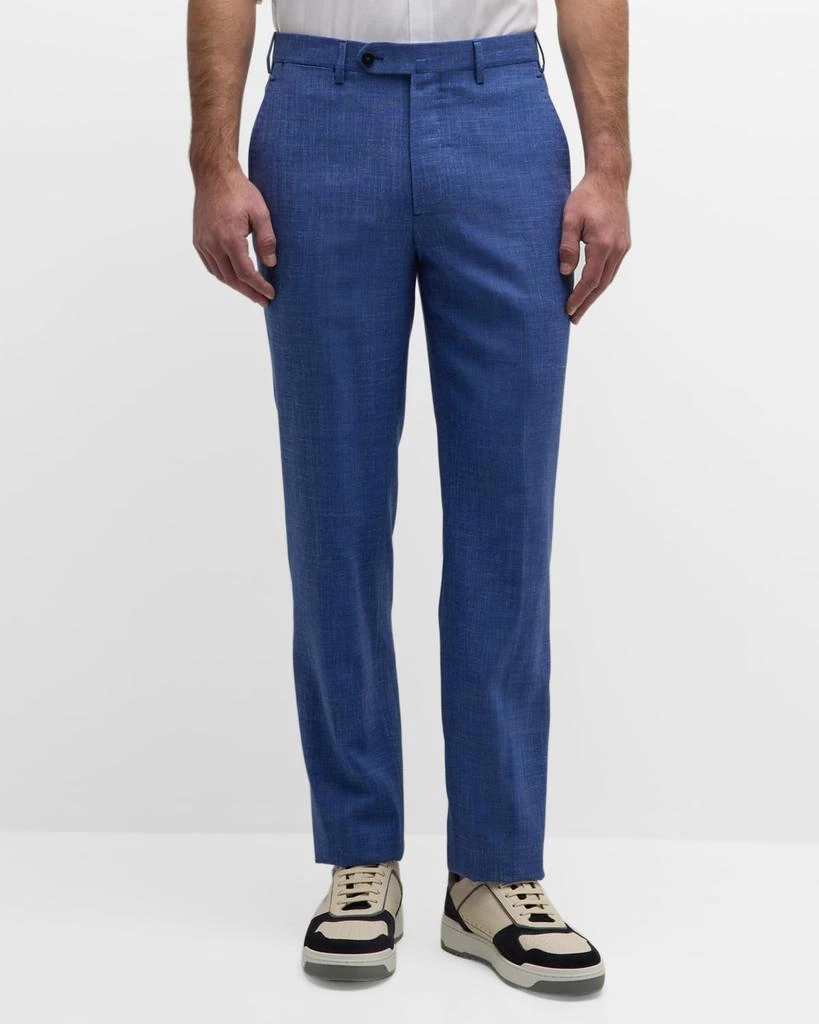 Isaia Men's Cropped Linen-Blend Pants 4