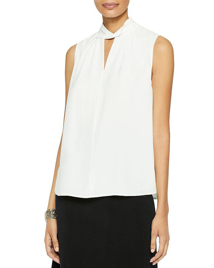 Misook Twist Neck Crepe de Chine Tank
