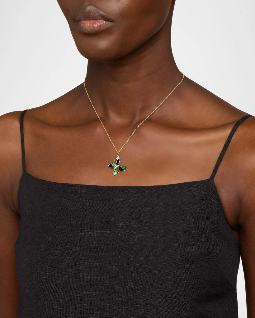 Sydney Evan Mosaic Gemstone Butterfly Pendant with Diamonds on Tiffany Chain Necklace 2