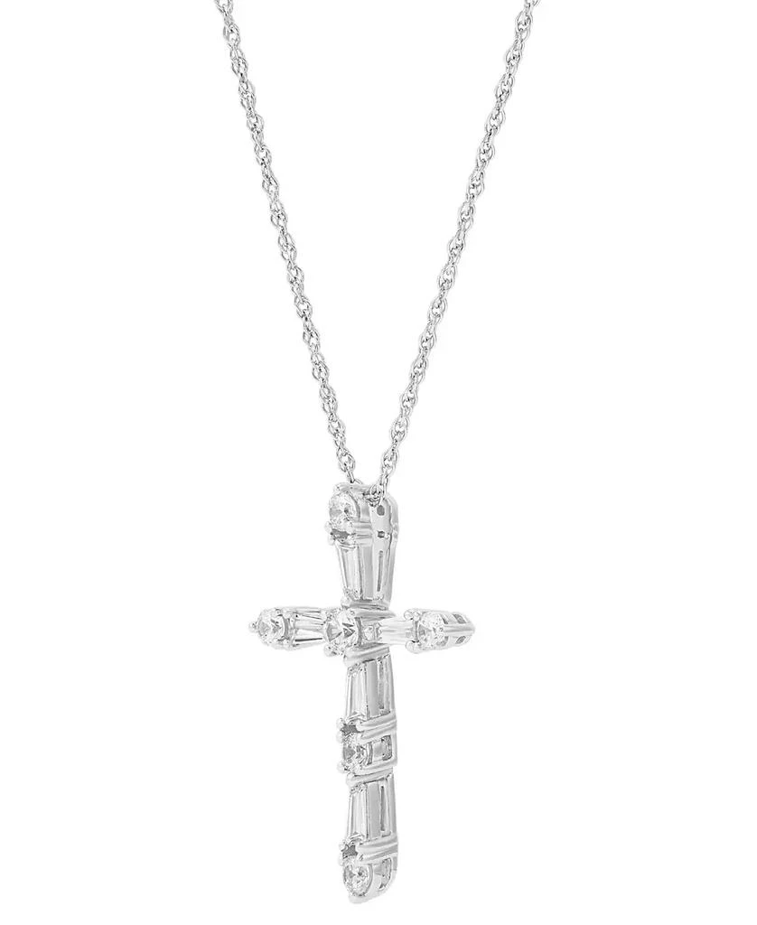 Arabella Sterling Silver White Cubic Zirconia Cross Pendant Necklace (1-1/2 ct. t.w.) 3