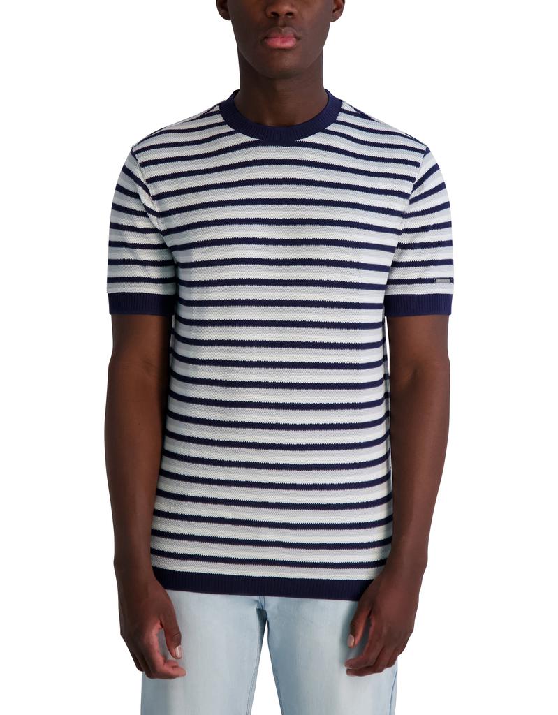 Karl Lagerfeld Paris KNIT STRIPE SHORT SLEEVE TEE