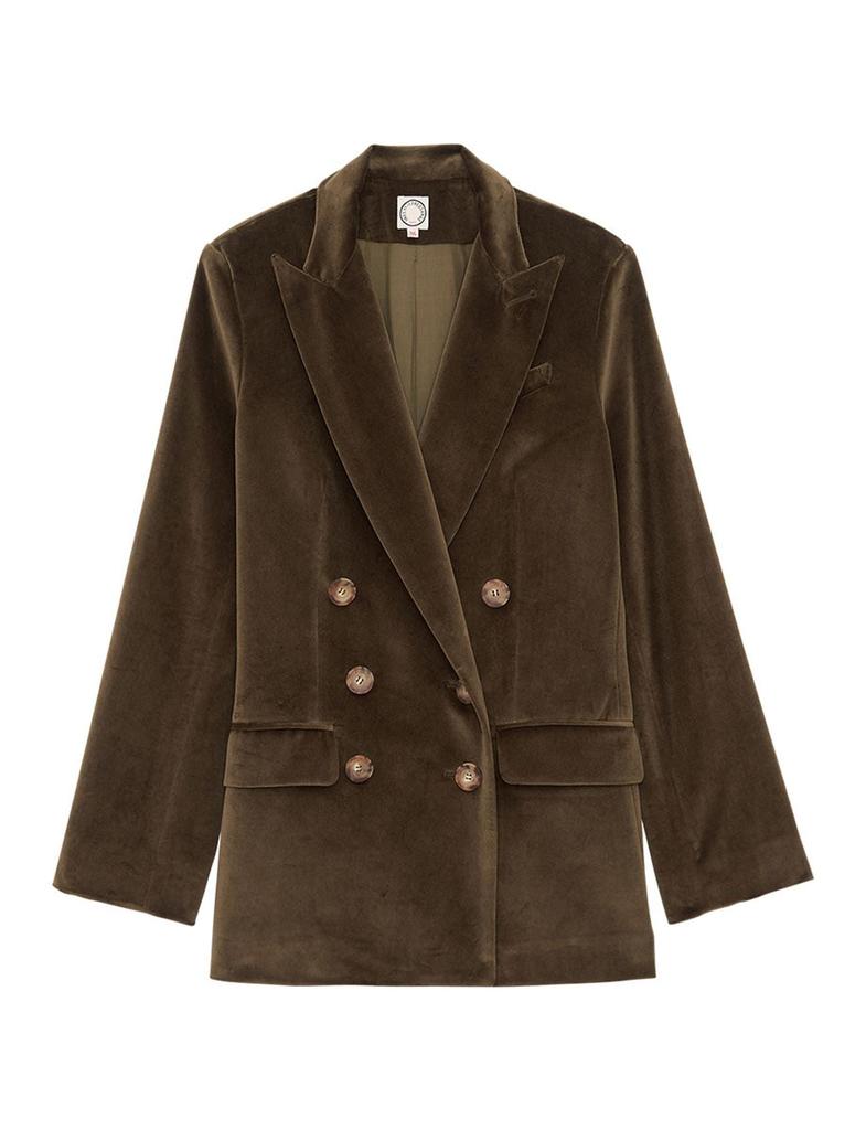 INES DE LA FRESSANGE PARIS Ezio khaki velvet jacket